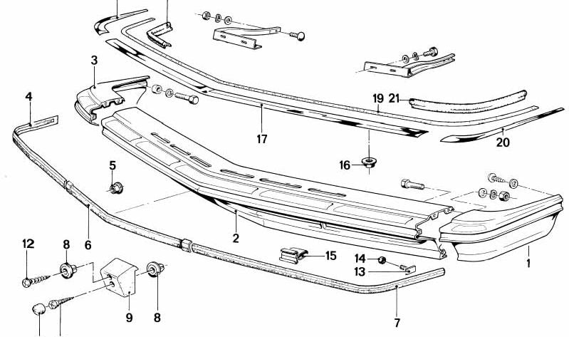 Parachoques delantero derecho OEM 51111886384 para BMW E24. Original BMW.