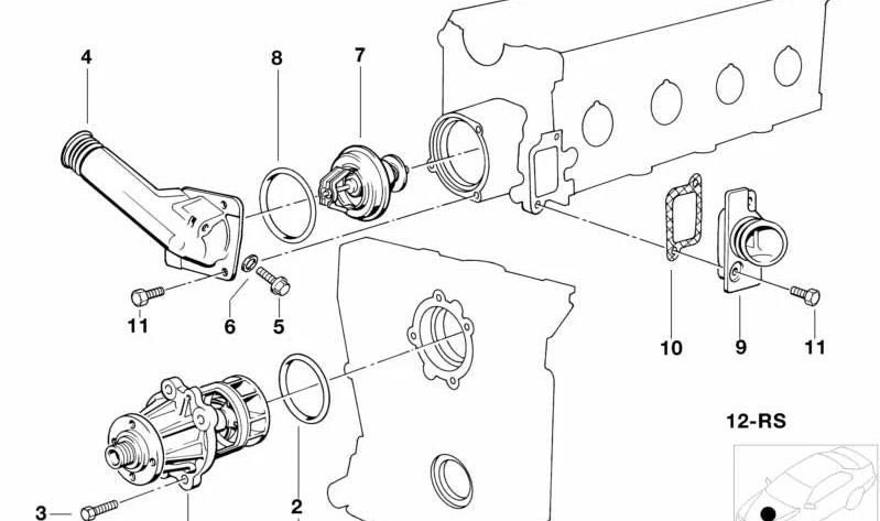 Bomba de agua para BMW E30, E34 (OEM 11519070762). Original BMW