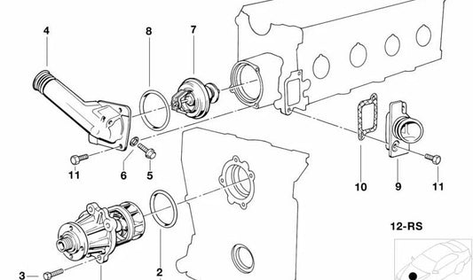 Bomba de agua para BMW E30, E34 (OEM 11519070762). Original BMW