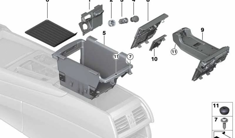 Cubierta del Compartimento de Almacenamiento para BMW X5 F15, F85, X6 F16, F86 (OEM 51169252106). Original BMW