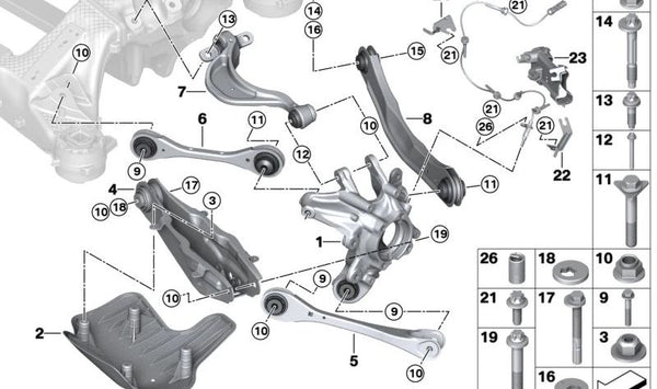 Tuerca hexagonal OEM 07148854416 para BMW G26, G82, G83, G30, G31, G60, G61, G68, G90, G70, I20. Original BMW.