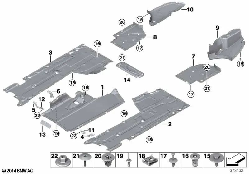 Revestimiento Inferior Central para BMW F87, F87N (OEM 51758065934). Original BMW.