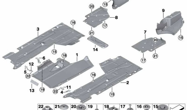 Soporte del Revestimiento Inferior Medio para BMW F87 (OEM 51758068286). Original BMW