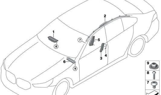 Prise en charge de l'airbag gauche pour la série BMW 5 G60, G61, G90, 7 G70 Série (OEM 72125A21B33). BMW d'origine