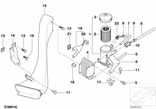 Tapa para BMW Serie 3 E46 (OEM 13322246880). Original BMW.