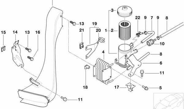 Enfriador de Combustible para BMW E46, E39, E38, E53 (OEM 13327792140). Original BMW