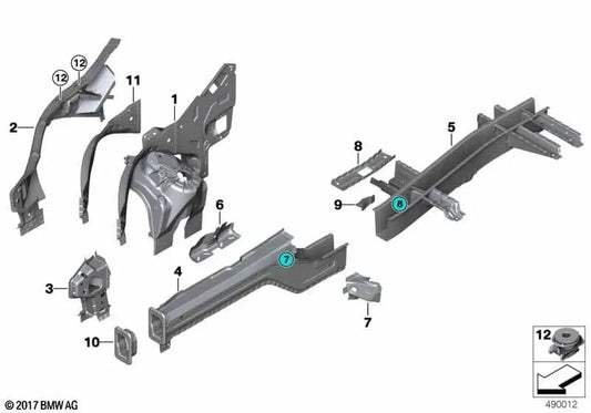 Soporte transversal izquierdo para BMW X5 E70, E70N, F15, F85, X6 E71, E72, F16, F86 (OEM 41117174305). Original BMW