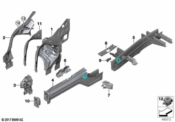 Soporte transversal izquierdo para BMW X5 E70, E70N, F15, F85, X6 E71, E72, F16, F86 (OEM 41117174305). Original BMW