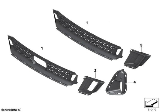 Rejilla de entrada de aire cerrada izquierda para BMW G32N (OEM 51118081611). Original BMW.