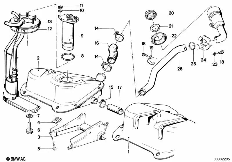 Depósito de combustible izquierdo para BMW Serie 3 E21 (OEM 16111151529). Original BMW