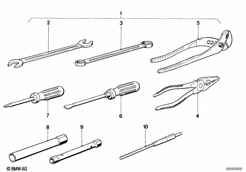 Llave de doble boca para BMW E21, E30 Serie 5 E12, E28 Serie 6 E24 Serie 7 E23 (OEM 71111126208). Original BMW