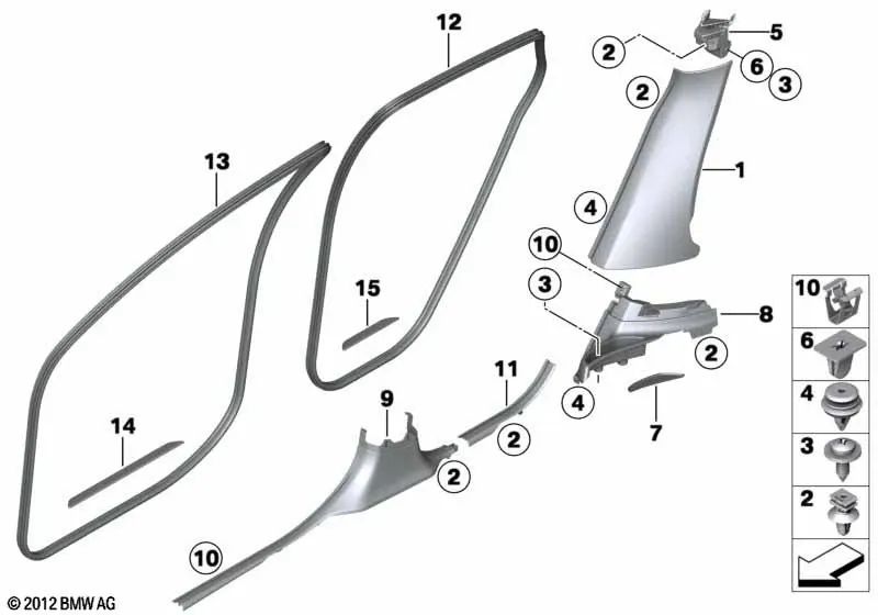 Cubierta de entrada delantera derecha para BMW X6 E71, E72 (OEM 51479147986). Original BMW