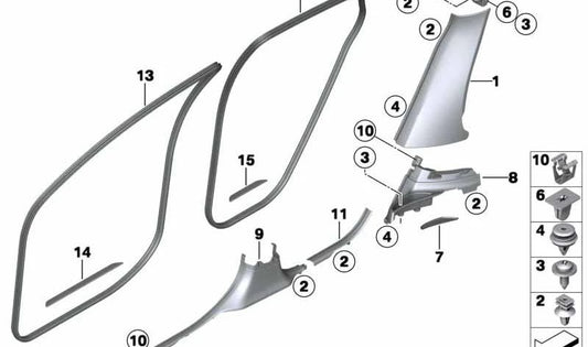 Compartimento de almacenamiento pilar C derecho para BMW X6 E71, E72 (OEM 51439136028). Original BMW.