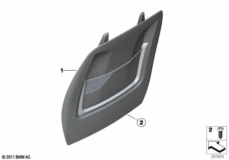 Parte posterior de cuero artificial con bolsillo para BMW F20, F21, F22, F23, F87, F30, F31, F34, F35, F32, F36 (OEM 52107288400). Original BMW