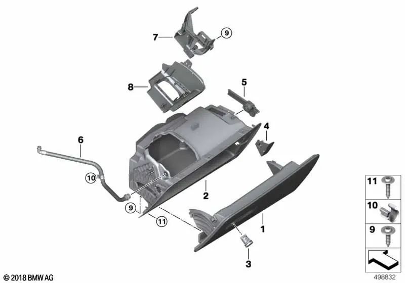 Carcasa Ambientador del Guantero para BMW F95, G05, X5, F96, G06, X6, G07, X7 (OEM 51169472084). Original BMW