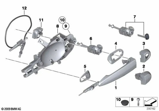 Lockzylinderabdeckung, gedruckt, links für BMW x1 E84 (OEM 51212992979). Original BMW