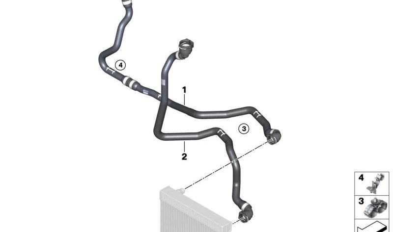 Soporte para manguera doble para BMW Serie 4 G23, G23N, Serie 5 F10, G30, G31, Serie 6 F06, F12, F13, G32, Serie 7 G11, G12, G70, Serie 8 G14, G15, G16, X1 F49, X3 F97, G01, X4 F98, G02, X5 G05 (OEM 32417849652). Original BMW