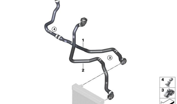 Soporte para manguera doble para BMW Serie 4 G23, G23N, Serie 5 F10, G30, G31, Serie 6 F06, F12, F13, G32, Serie 7 G11, G12, G70, Serie 8 G14, G15, G16, X1 F49, X3 F97, G01, X4 F98, G02, X5 G05 (OEM 32417849652). Original BMW