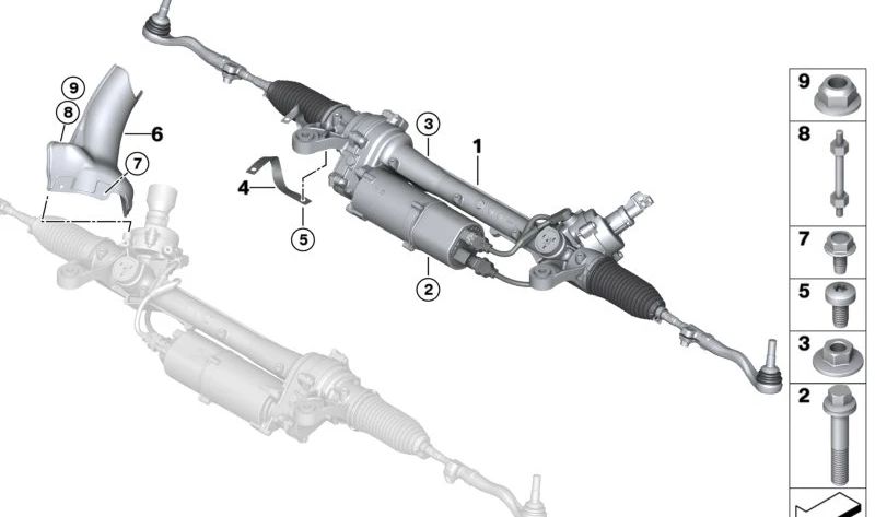 Sechskantmutter für BMW F07, F10, F11, F18, G30, G31, G38, G60, F06, F12, F13, G32, G01, G11, G12, G70, G15, G16 (OEM 32106874222). Original BMW