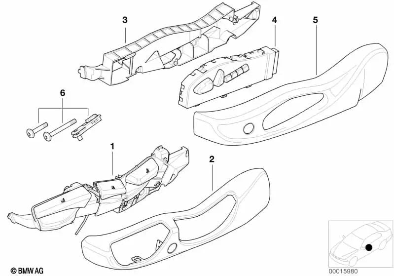 Right outer blende for BMW 3 Series E46 (OEM 52108240056). Original BMW