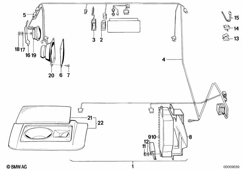 Juego de cables de conexión de puerta para BMW Serie 6 E24 (OEM 61121377818). Original BMW