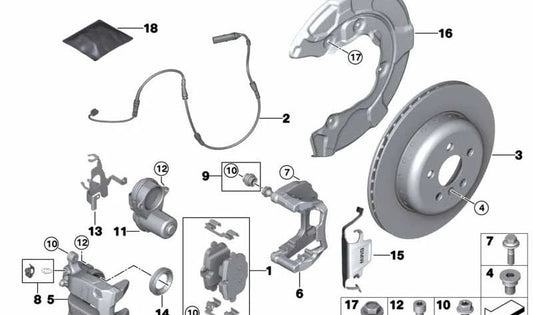 Soporte de freno plata izquierdo para BMW G11, G12 (OEM 34206891917). Original BMW