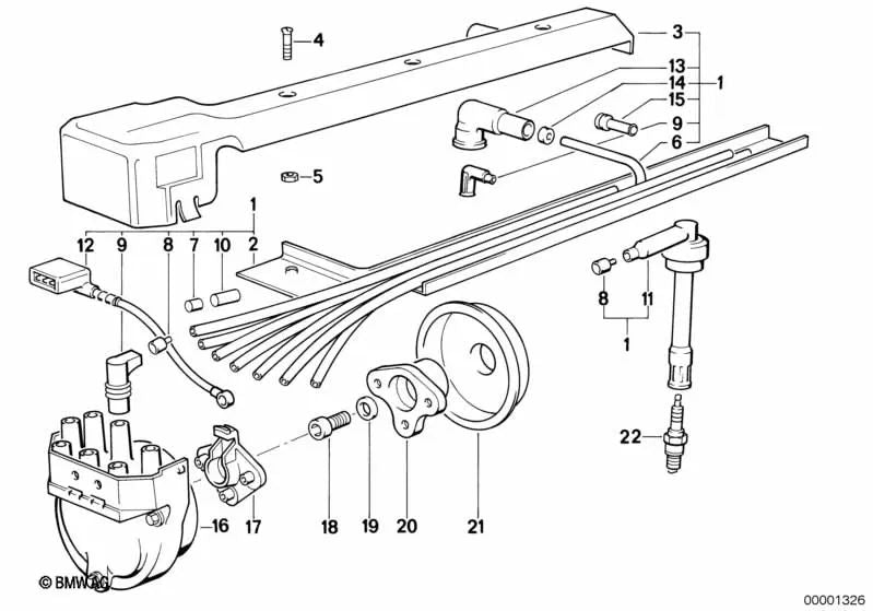 Spark plug connector for BMW E30, E34 (OEM 12121309930). Original BMW