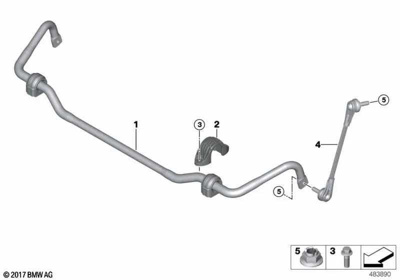 Soporte del Estabilizador para BMW X3 G01, G08 Serie X4 G02 (OEM 31356865704). Original BMW.