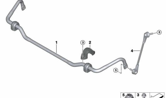 Stabilizzatore anteriore destro OEM 31356886036 per BMW G01, G08, G45, G02. BMW originale.