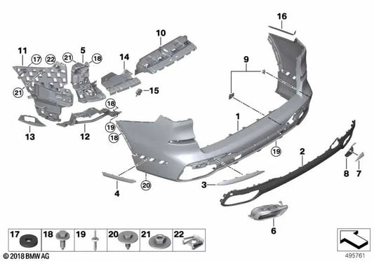 Soporte parachoques trasero izquierdo para BMW G07 X7 (OEM 51128069903). Original BMW