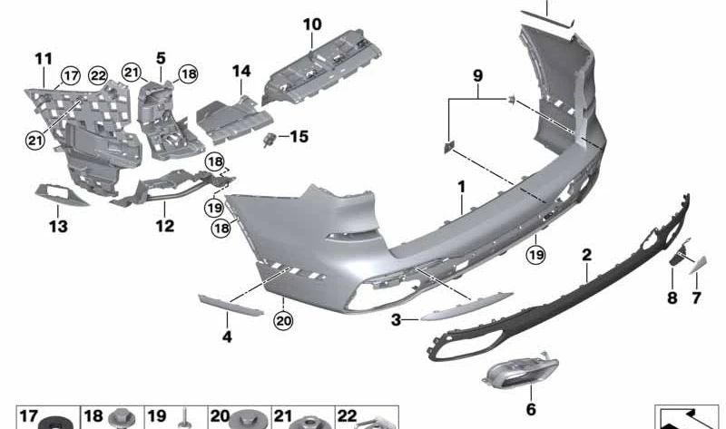 Paragolpes trasero sin pintar OEM 51125A0BD60 para BMW G07 (X7). Original BMW