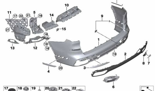 Moldura parachoques trasero derecha para BMW X7 G07 (OEM 51128074022). Original BMW