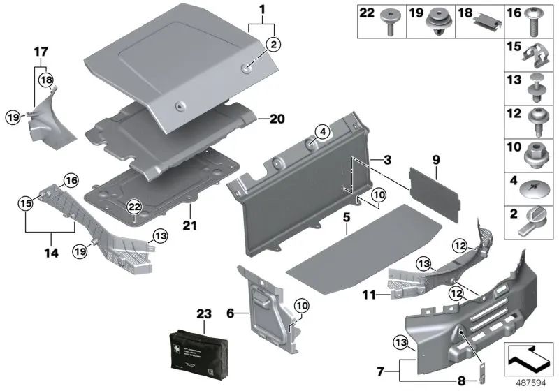 Embellecedor del Pilar C trasero izquierdo para BMW I12, I12N (OEM 51437364159). Original BMW