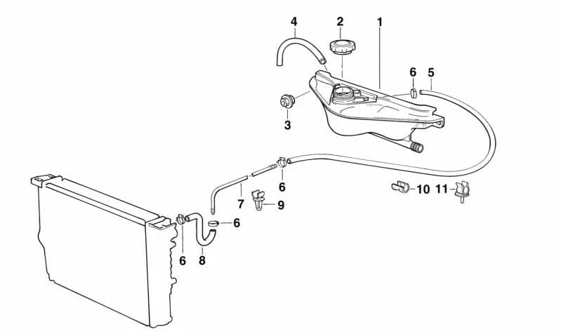 Manguera de ventilación para BMW E34, E32 (OEM 17111712329). Original BMW