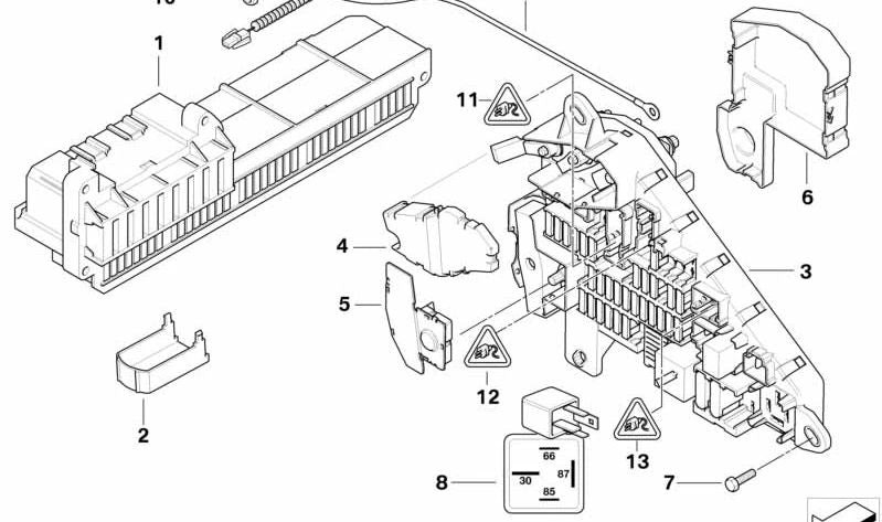 Distribuidor eléctrico trasero OEM 61149138830 para BMW E60, E61, E63, E64. Original BMW.