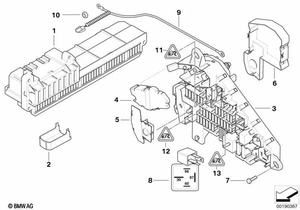 Tapa de cubierta para BMW Serie 5 E60, E60N, E61, E61N y Serie 6 E63, E63N, E64, E64N (OEM 61136909086). Original BMW.