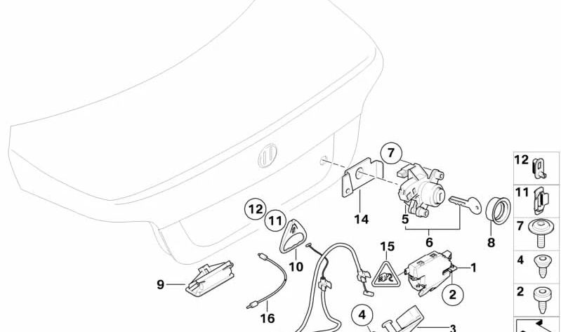 Cerradura con llave OEM 51247201533 para BMW E60. Original BMW.