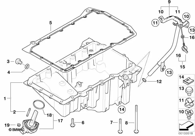 Cárter de aceite para BMW E87, E90, E91 (OEM 11137798372). Original BMW