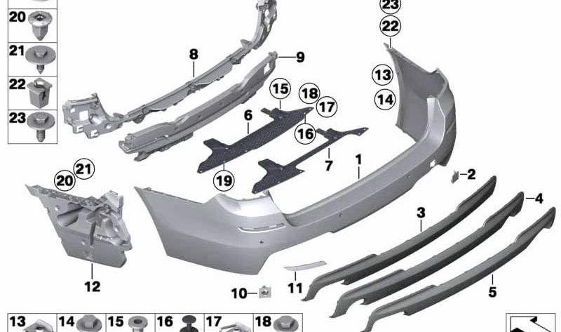 Guía inferior central OEM 51128049236 para BMW Serie 5 (F11). Original BMW.