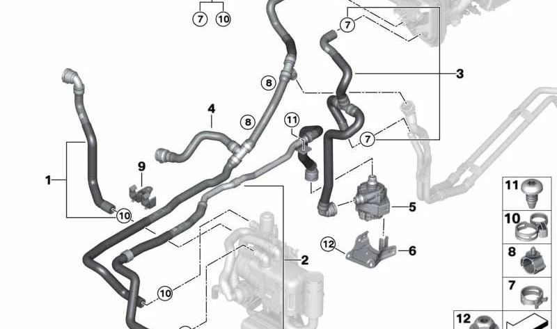 Manguera de retorno del refrigerante OEM 64216821658 para BMW G07, G05. Original BMW.