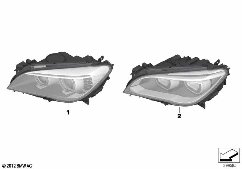 Right Bi-Xenon Headlight for BMW F01N, F02N (OEM 63117348504). Original BMW