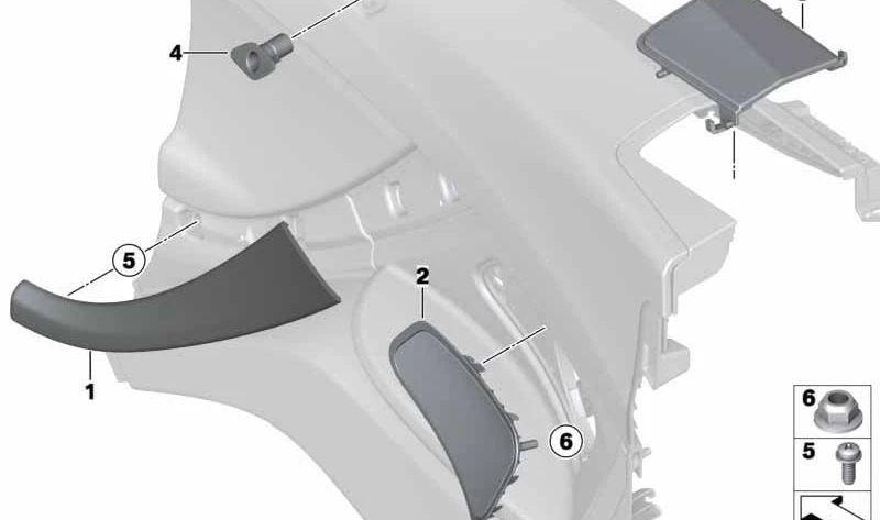 Juego de deflectores para paravientos derecho para BMW Serie 6 F12, F12N (OEM 51437291850). Original BMW