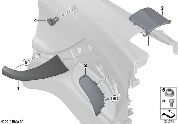 Cubierta de corte de varilla izquierda para BMW F12, F12N (OEM 51437291847). Original BMW