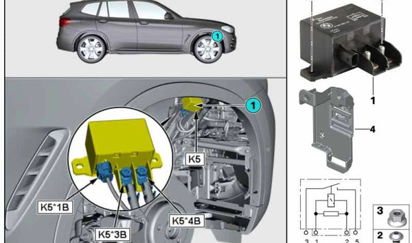 Soporte para relé del ventilador del motor OEM 61136842404 para BMW G01, G08, F97, G02, F98, G05. Original BMW