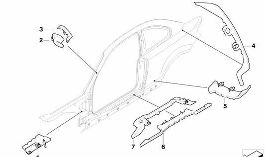 Formteil B-Säule exterior derecha para BMW Serie 1 E81, E82 (OEM 41217062234). Original BMW