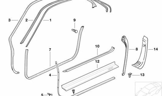 Moldura delantera derecha OEM 51478124310 para BMW E31. Original BMW.