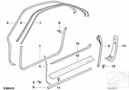 Protección del borde derecho para BMW E31 (OEM 51728124214). Original BMW