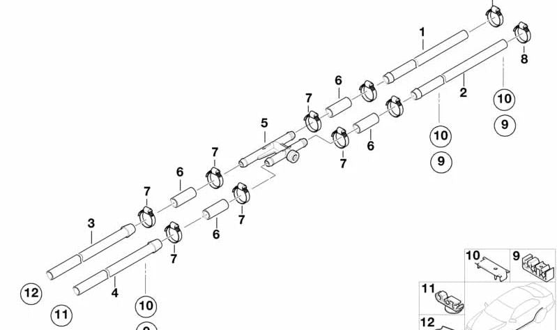 OEM 16121182660 Prise en charge des tuyaux pour BMW E39, E38. BMW d'origine.