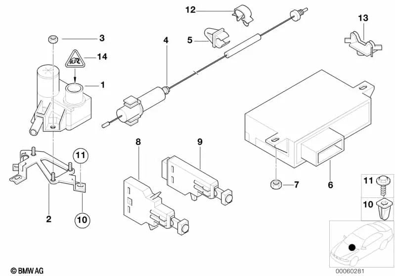 Leitungshalter para BMW E82, E87, E88, E39, E65, E66, E84, E89 (OEM 61131388727). Original BMW.