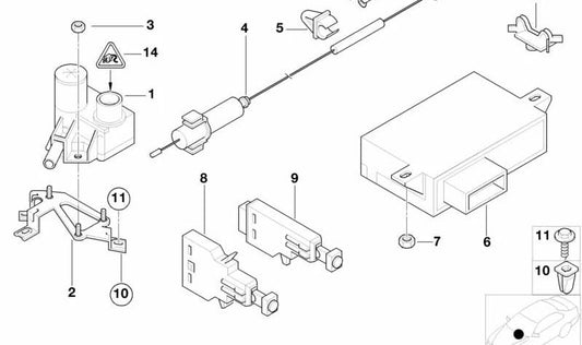 Suporte de conexão plug-in preto para BMW E87, E88, F20, F21, F52, E46, E90, E91, E92, E93, E39, E38, E65, E66, E84, E83, F25, E53, E89, E52 (OEM 61138368576). BMW originais.